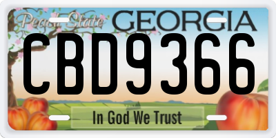 GA license plate CBD9366