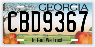 GA license plate CBD9367