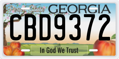 GA license plate CBD9372