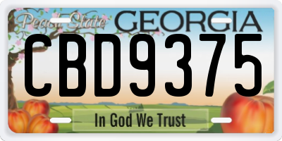 GA license plate CBD9375