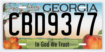 GA license plate CBD9377