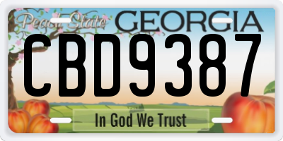 GA license plate CBD9387