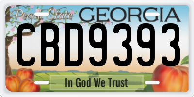 GA license plate CBD9393