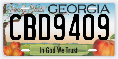 GA license plate CBD9409