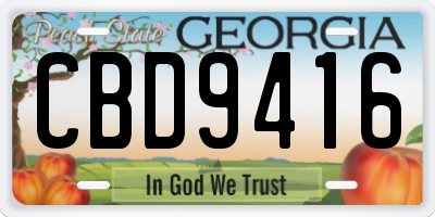 GA license plate CBD9416
