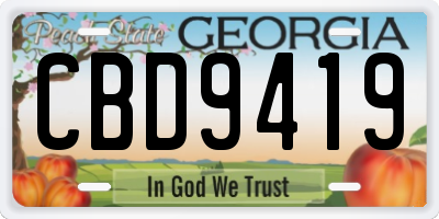 GA license plate CBD9419