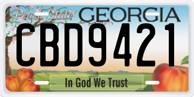 GA license plate CBD9421