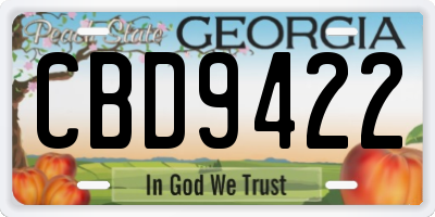 GA license plate CBD9422