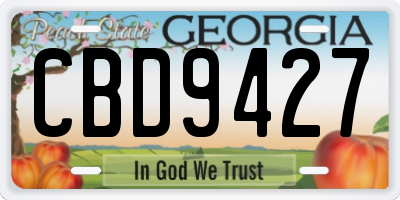 GA license plate CBD9427