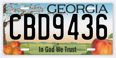 GA license plate CBD9436