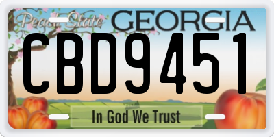 GA license plate CBD9451