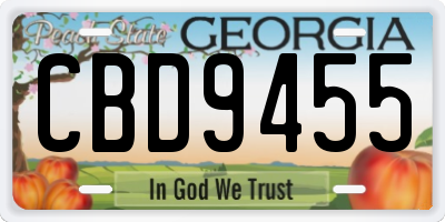 GA license plate CBD9455