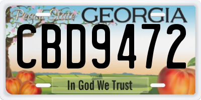 GA license plate CBD9472