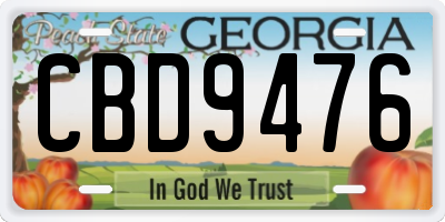 GA license plate CBD9476
