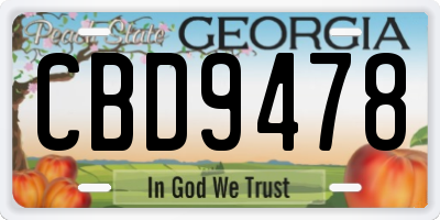 GA license plate CBD9478