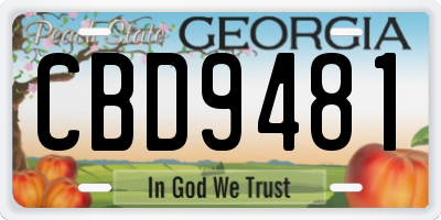 GA license plate CBD9481