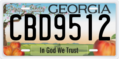 GA license plate CBD9512