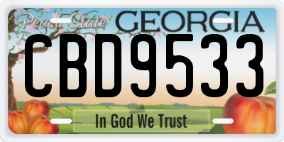 GA license plate CBD9533
