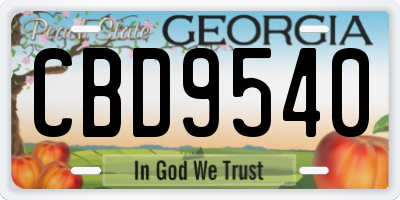 GA license plate CBD9540