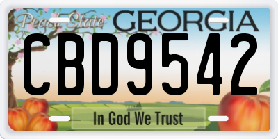 GA license plate CBD9542