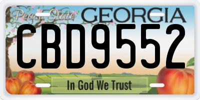 GA license plate CBD9552