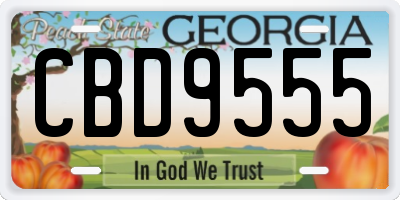 GA license plate CBD9555