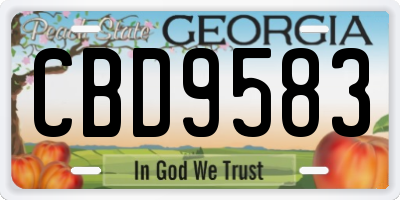 GA license plate CBD9583