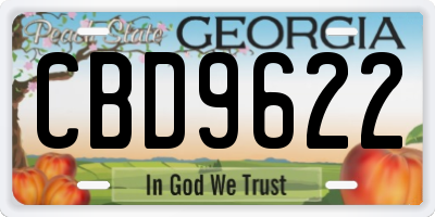 GA license plate CBD9622