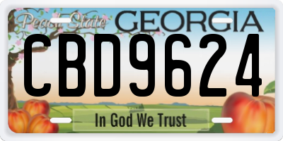 GA license plate CBD9624