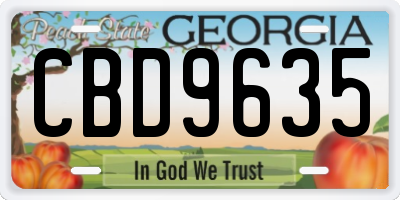 GA license plate CBD9635