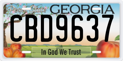 GA license plate CBD9637