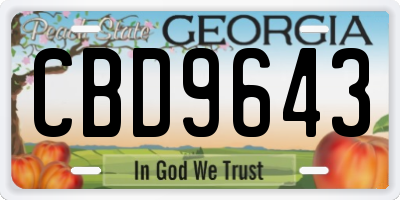 GA license plate CBD9643