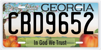 GA license plate CBD9652