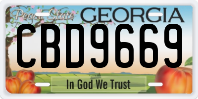GA license plate CBD9669