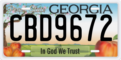 GA license plate CBD9672