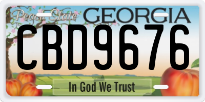 GA license plate CBD9676