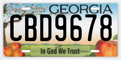 GA license plate CBD9678