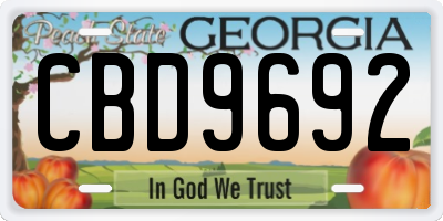 GA license plate CBD9692