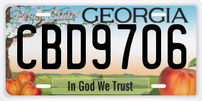 GA license plate CBD9706