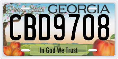 GA license plate CBD9708