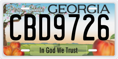 GA license plate CBD9726