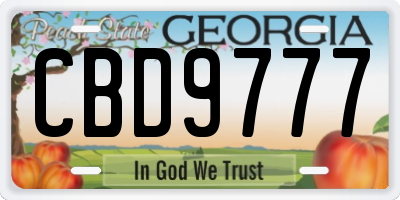 GA license plate CBD9777