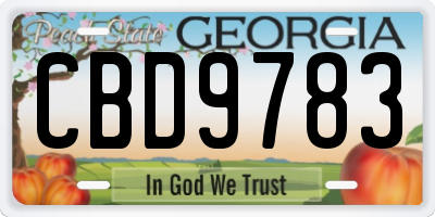 GA license plate CBD9783