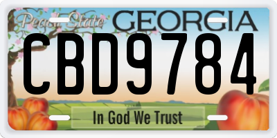 GA license plate CBD9784