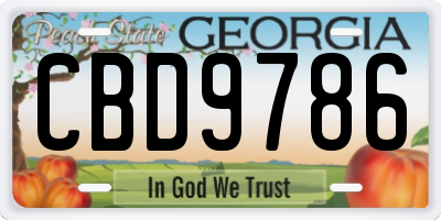 GA license plate CBD9786