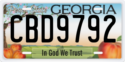 GA license plate CBD9792