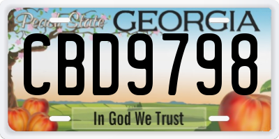 GA license plate CBD9798