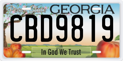 GA license plate CBD9819