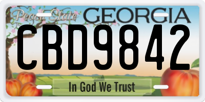 GA license plate CBD9842