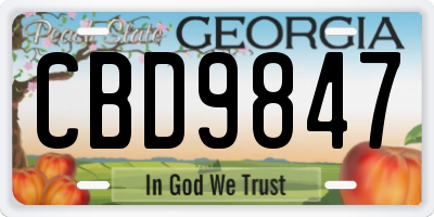 GA license plate CBD9847